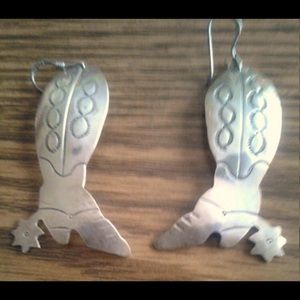 Vintage Boots & Spurs Native American Sterling Earrings